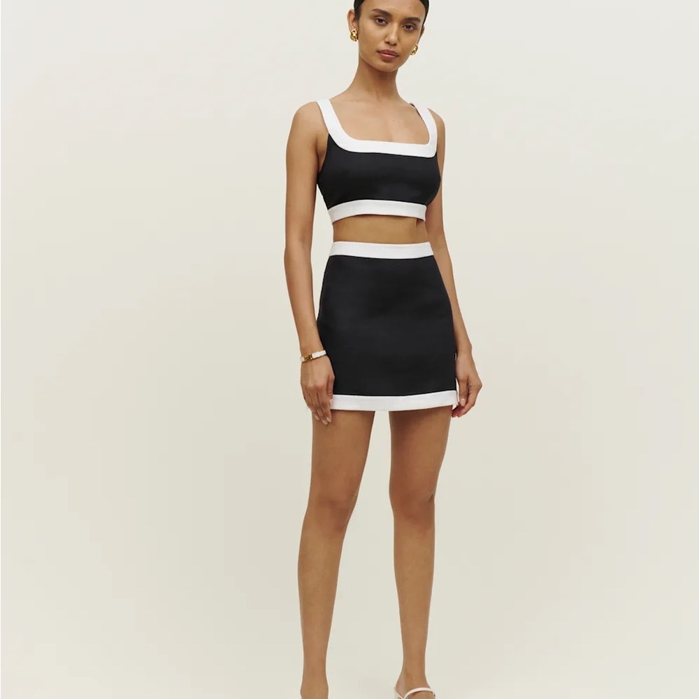 Reformation Black and White Mini Pencil Skirt Set